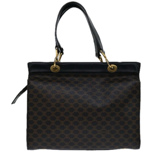 CELINE Macadam Canvas Hand Bag PVC Brown Black Auth 67089 - Picture 2 of 16